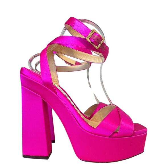 Jimmy Choo Gaia Pink Platform High Heel Sandals Size 39.5 - Picture 1 of 12